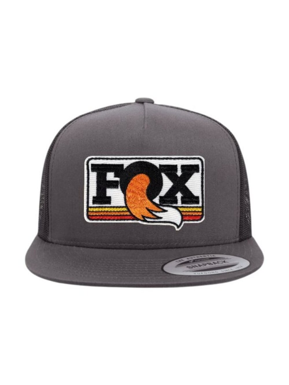 Fox Racing YP Flat Bill Trucker Hat Mesh Back Snapback Charcoal/black